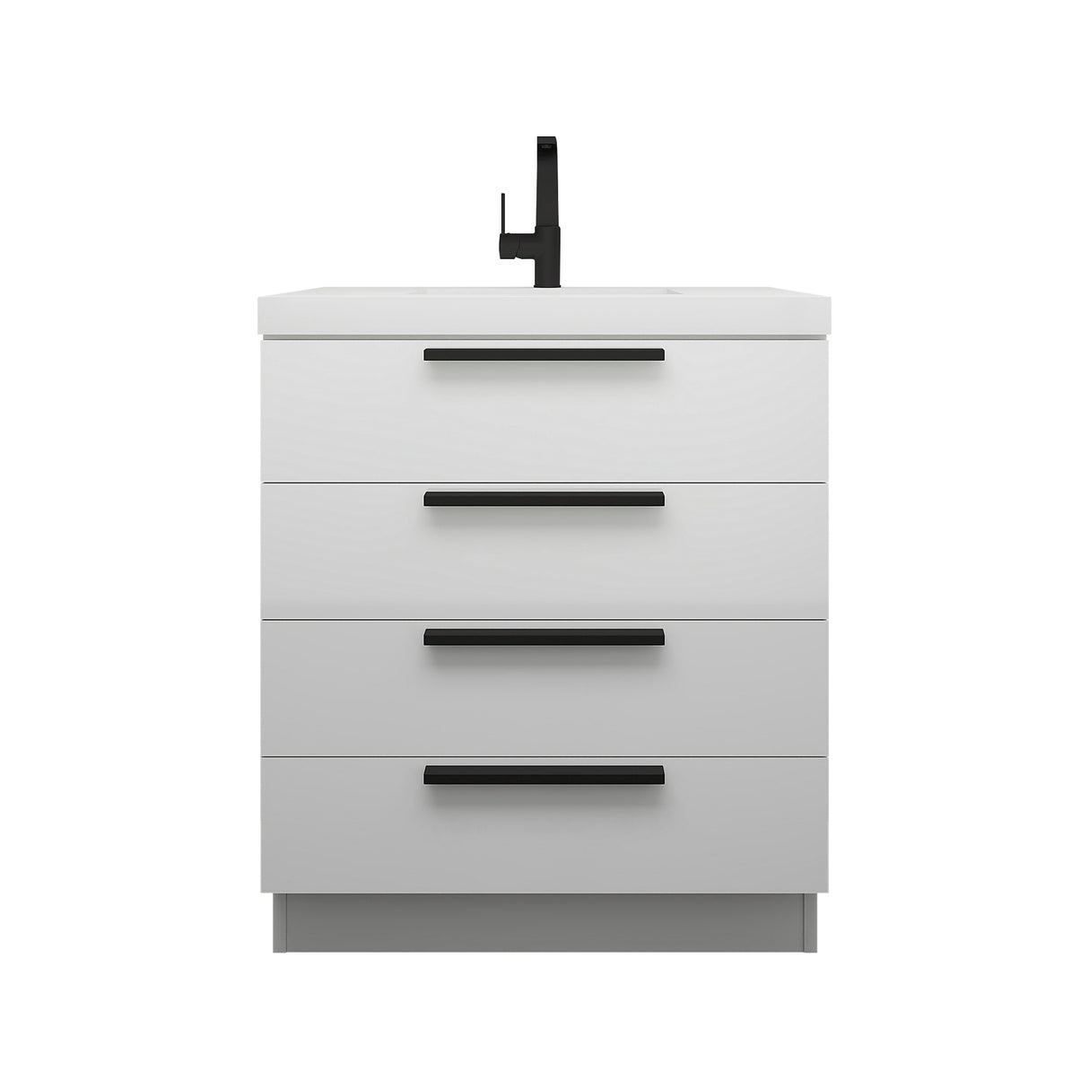 Carla 30 In. Freestanding Single Sink Bathroom Vanity with Acrylic Top