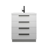 Carla 30 In. Freestanding Single Sink Bathroom Vanity with Acrylic Top