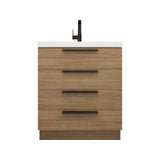 Carla 30 In. Freestanding Single Sink Bathroom Vanity with Acrylic Top