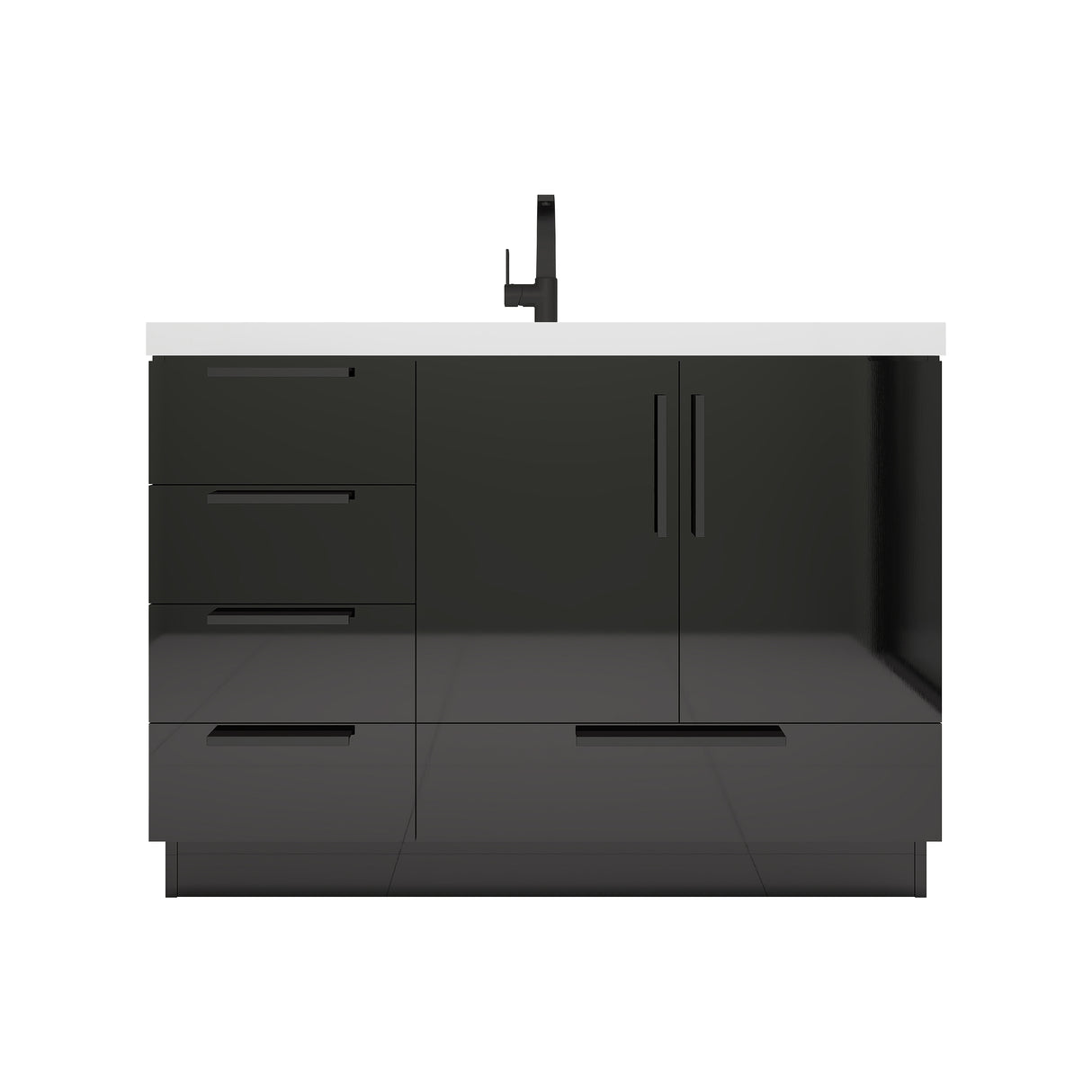 Carla 48 In. Freestanding Single Sink Bathroom Vanity with Acrylic Top