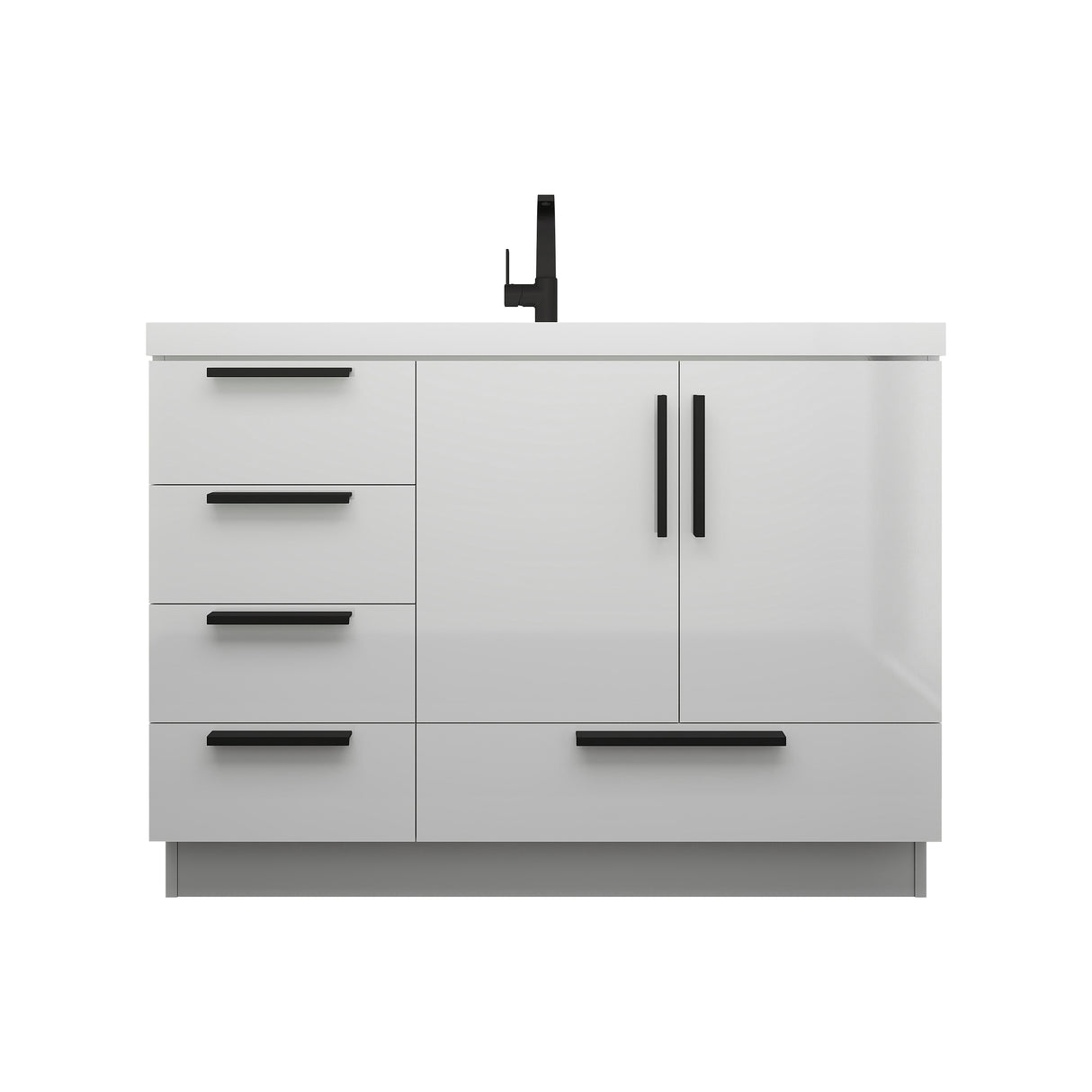 Carla 48 In. Freestanding Single Sink Bathroom Vanity with Acrylic Top