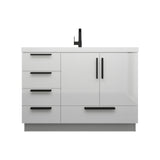 Carla 48 In. Freestanding Single Sink Bathroom Vanity with Acrylic Top