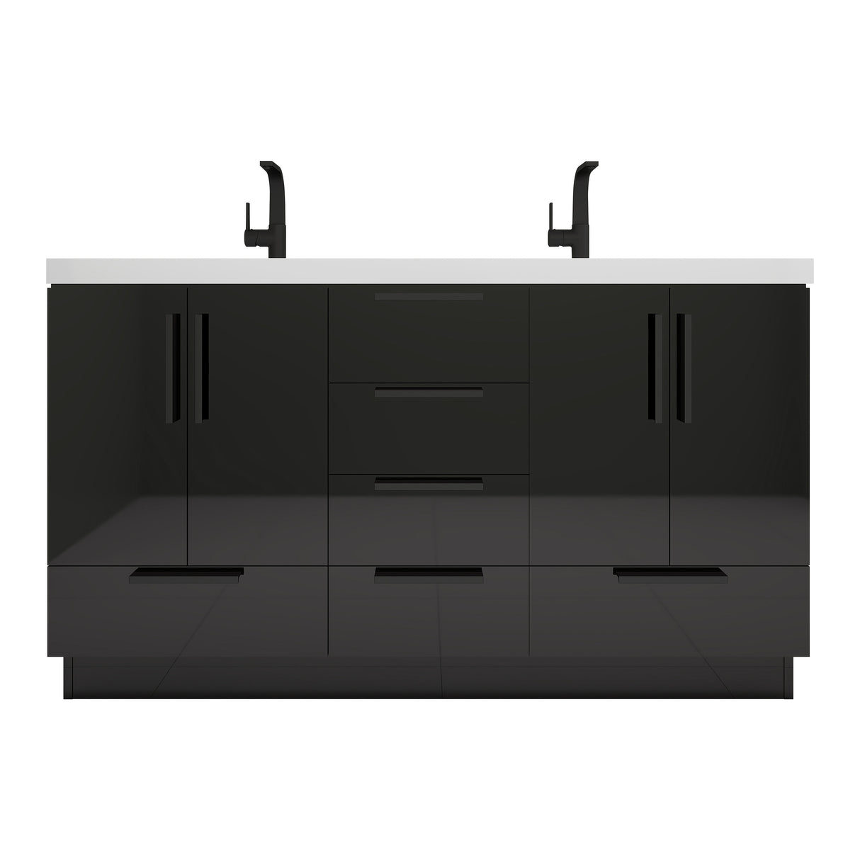 Carla 60 In. Freestanding Double Sink Bathroom Vanity with Acrylic Top