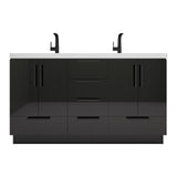 Carla 60 In. Freestanding Double Sink Bathroom Vanity with Acrylic Top