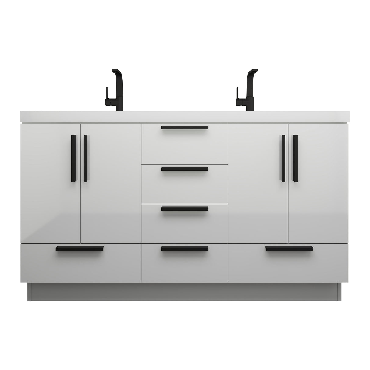 Carla 60 In. Freestanding Double Sink Bathroom Vanity with Acrylic Top