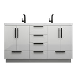 Carla 60 In. Freestanding Double Sink Bathroom Vanity with Acrylic Top