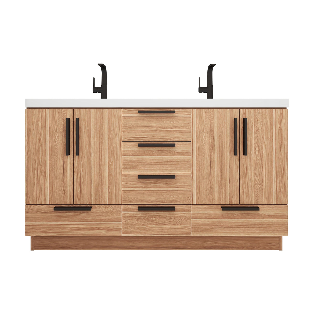 Carla 60 In. Freestanding Double Sink Bathroom Vanity with Acrylic Top
