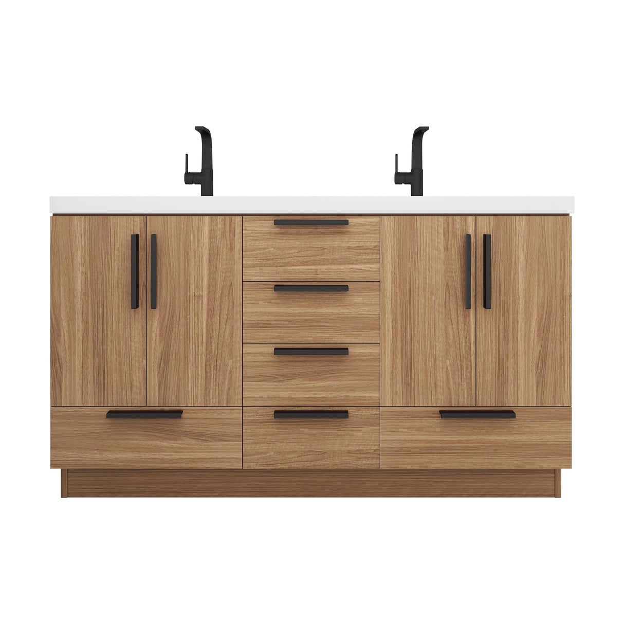 Carla 60 In. Freestanding Double Sink Bathroom Vanity with Acrylic Top