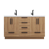 Carla 60 In. Freestanding Double Sink Bathroom Vanity with Acrylic Top