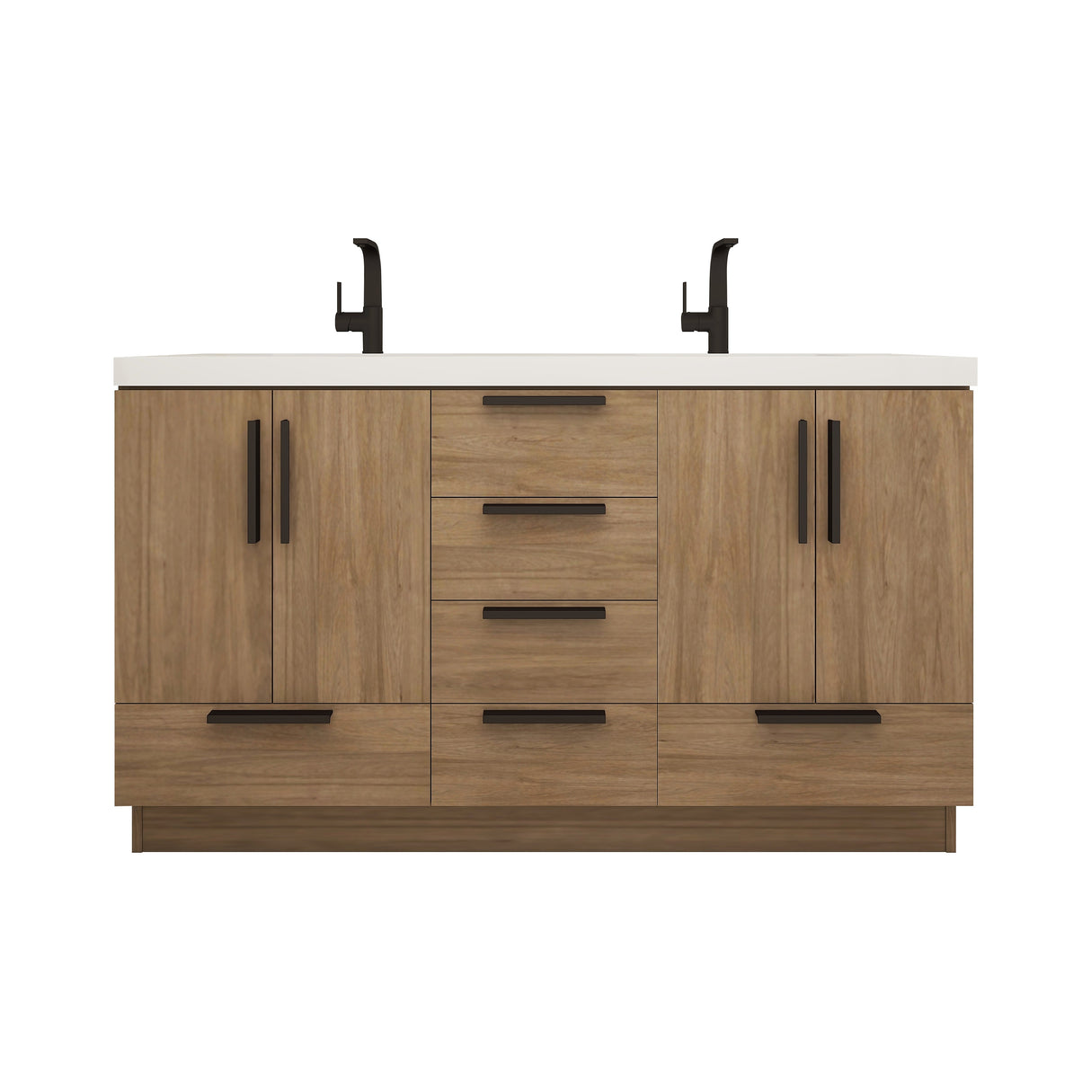 Carla 60 In. Freestanding Double Sink Bathroom Vanity with Acrylic Top