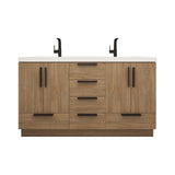 Carla 60 In. Freestanding Double Sink Bathroom Vanity with Acrylic Top