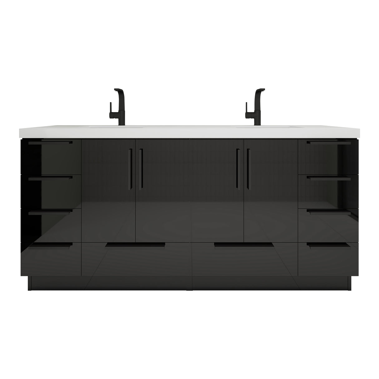 Carla 72 In. Freestanding Double Sink Bathroom Vanity with Acrylic Top