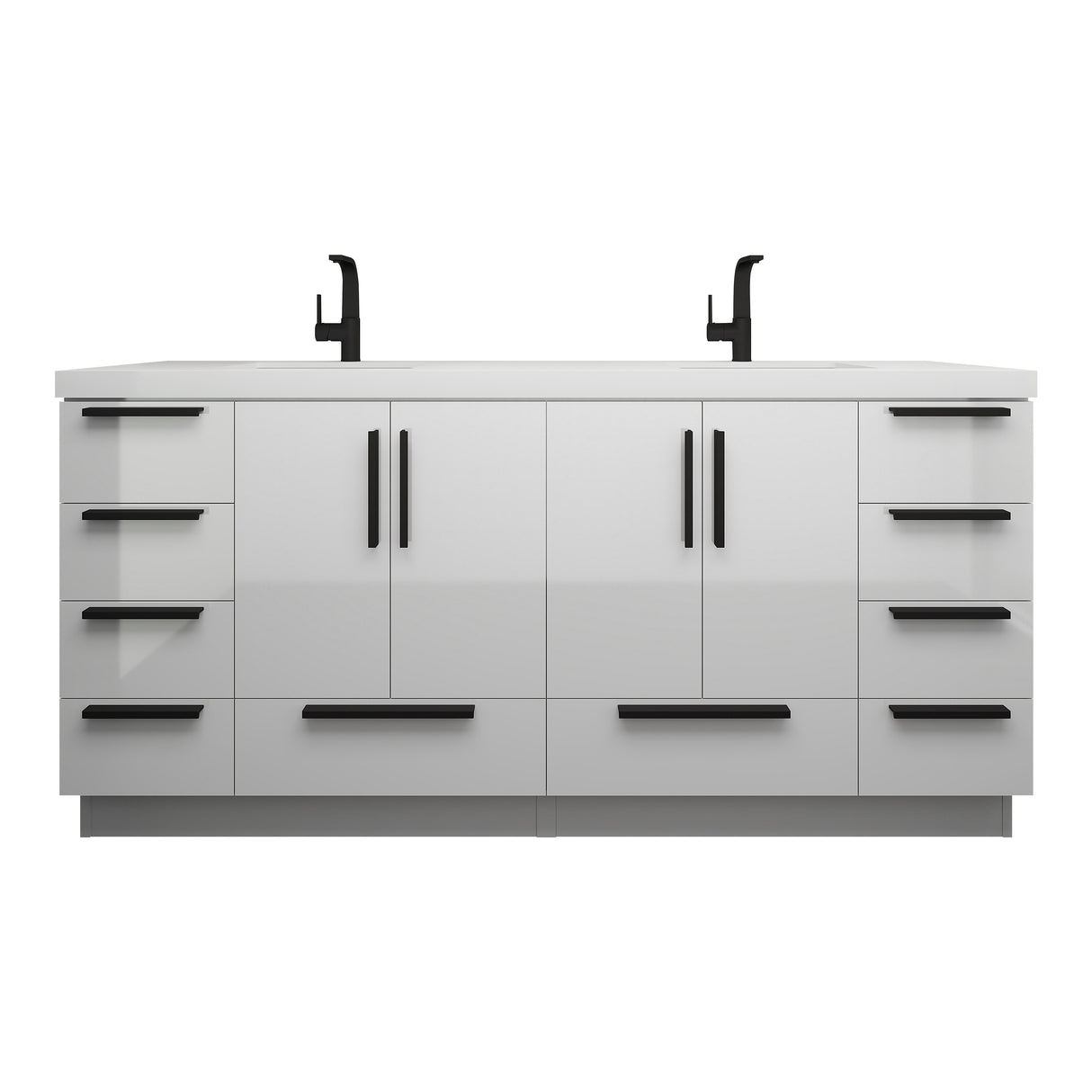 Carla 72 In. Freestanding Double Sink Bathroom Vanity with Acrylic Top