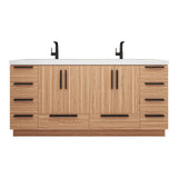 Carla 72 In. Freestanding Double Sink Bathroom Vanity with Acrylic Top