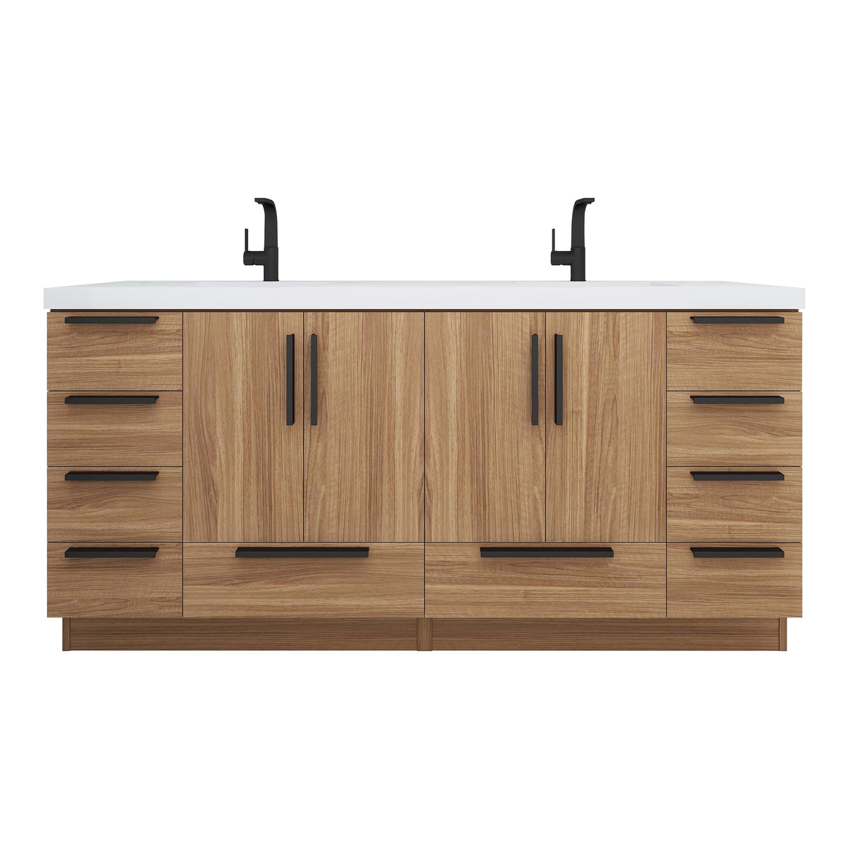 Carla 72 In. Freestanding Double Sink Bathroom Vanity with Acrylic Top