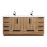Carla 72 In. Freestanding Double Sink Bathroom Vanity with Acrylic Top
