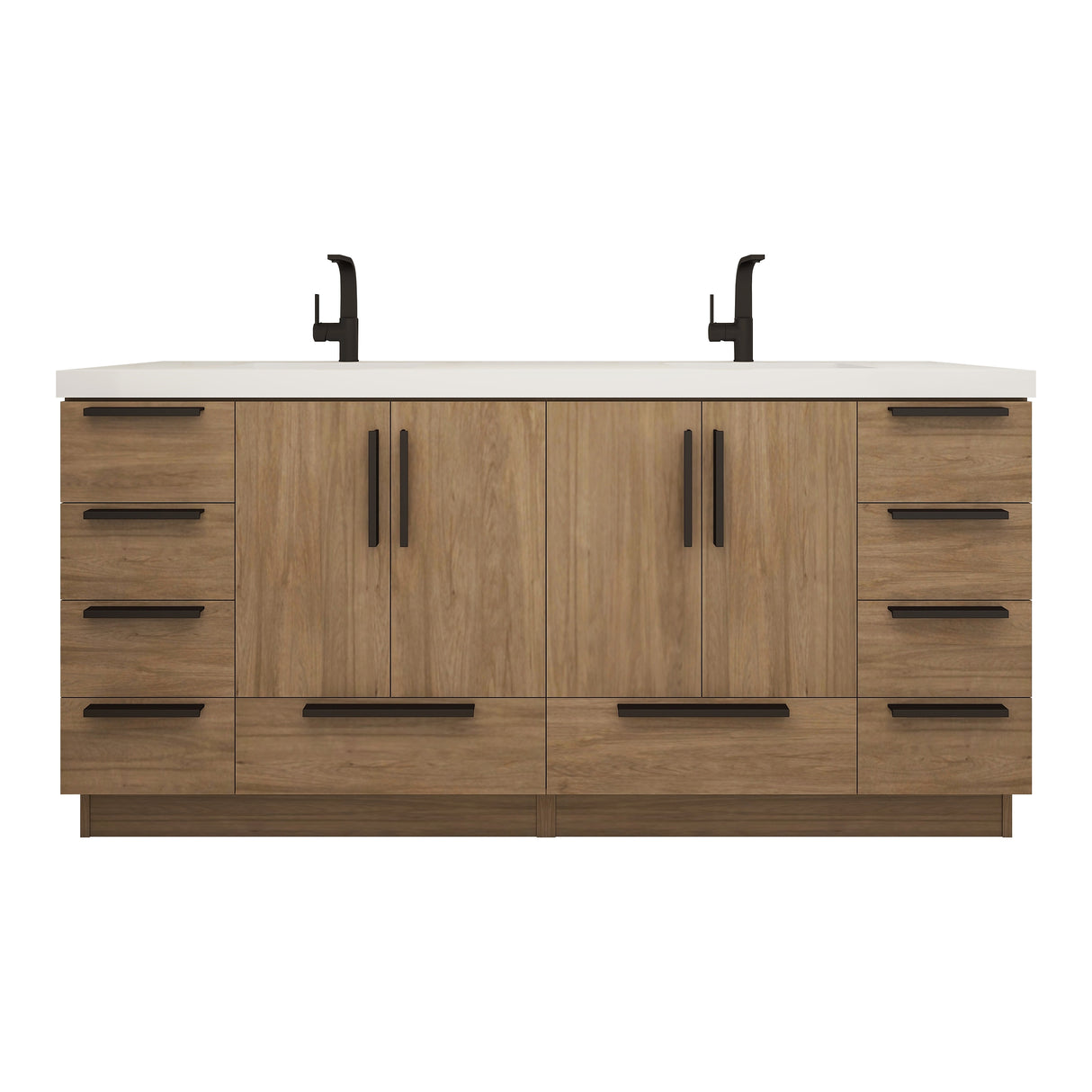 Carla 72 In. Freestanding Double Sink Bathroom Vanity with Acrylic Top