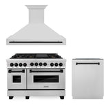 ZLINE 48" Autograph Edition Kitchen Package with Stainless Steel Gas Range, Range Hood and Dishwasher with Matte Black Accents (3AKPR-RGRH48-MB)