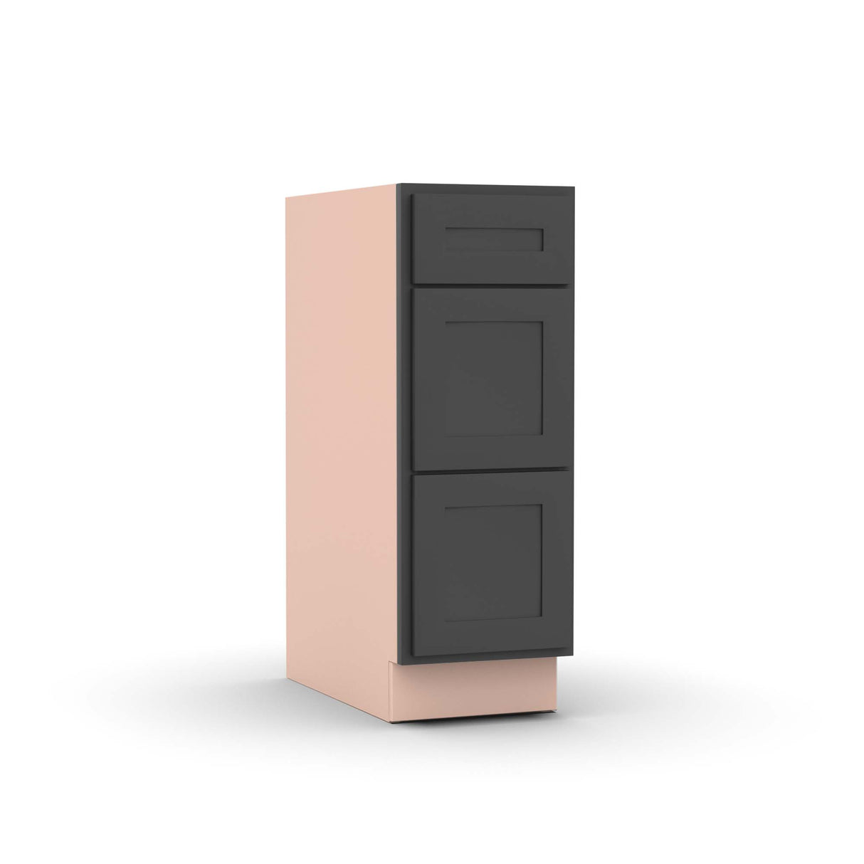 Liberty Shaker Grey - 12 Inch Three Drawer Base Cabinet - 12" Width x 34.5" Height x 24" Depth