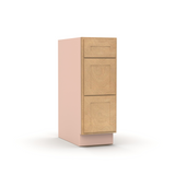 Liberty Shaker Karamel - 12 Inch Three Drawer Base Cabinet - 12" Width x 34.5" Height x 24" Depth