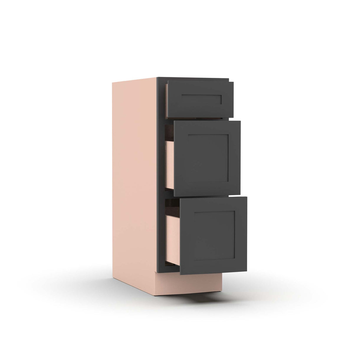 Liberty Shaker Grey - 12 Inch Three Drawer Base Cabinet - 12" Width x 34.5" Height x 24" Depth