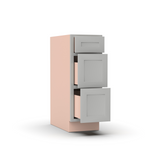 Liberty Shaker Ashen - 12 Inch Three Drawer Base Cabinet - 12" Width x 34.5" Height x 24" Depth