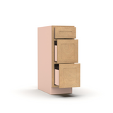 Liberty Shaker Karamel - 12 Inch Three Drawer Base Cabinet - 12" Width x 34.5" Height x 24" Depth