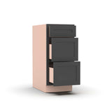 Liberty Shaker Grey - 15 Inch Three Drawer Base Cabinet - 15" Width x 34.5" Height x 24" Depth