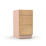 Liberty Shaker Karamel - 18 Inch Three Drawer Base Cabinet - 18" Width x 34.5" Height x 24" Depth