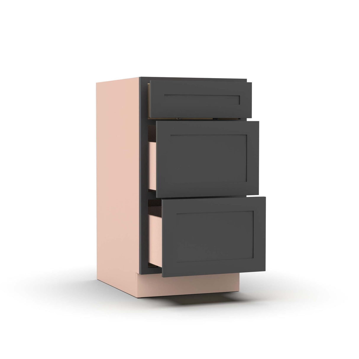 Liberty Shaker Grey - 18 Inch Three Drawer Base Cabinet - 18" Width x 34.5" Height x 24" Depth