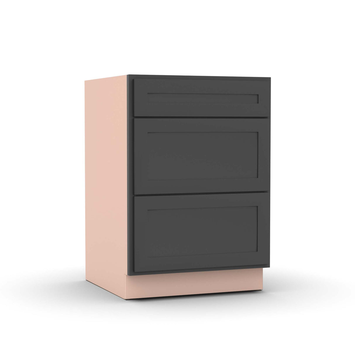 Liberty Shaker Grey - 24 Inch Three Drawer Base Cabinet - 24" Width x 34.5" Height x 24" Depth