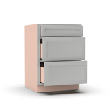 Liberty Shaker Ashen - 24 Inch Three Drawer Base Cabinet - 24" Width x 34.5" Height x 24" Depth