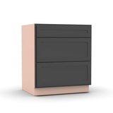 Liberty Shaker Grey - 30 Inch Three Drawer Base Cabinet - 30" Width x 34.5" Height x 24" Depth