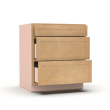 Liberty Shaker Karamel - 30 Inch Three Drawer Base Cabinet - 30" Width x 34.5" Height x 24" Depth