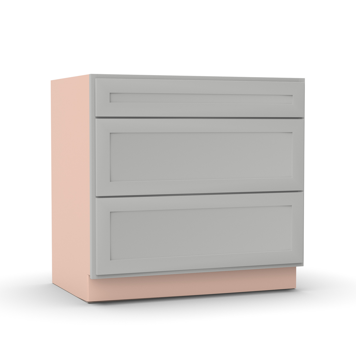 Liberty Shaker Ashen - 36 Inch Three Drawer Base Cabinet - 36" Width x 34.5" Height x 24" Depth