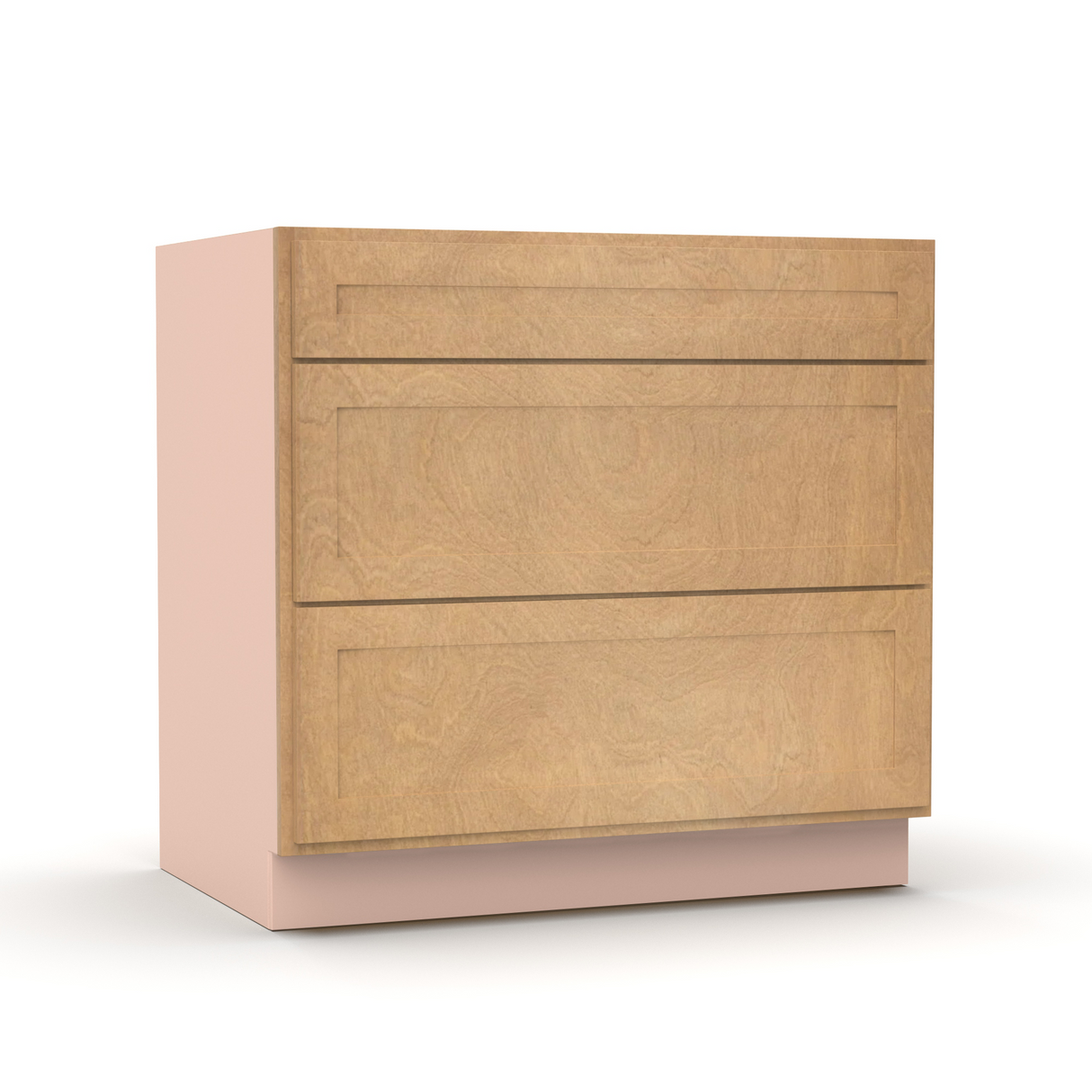 Liberty Shaker Karamel - 36 Inch Three Drawer Base Cabinet - 36" Width x 34.5" Height x 24" Depth