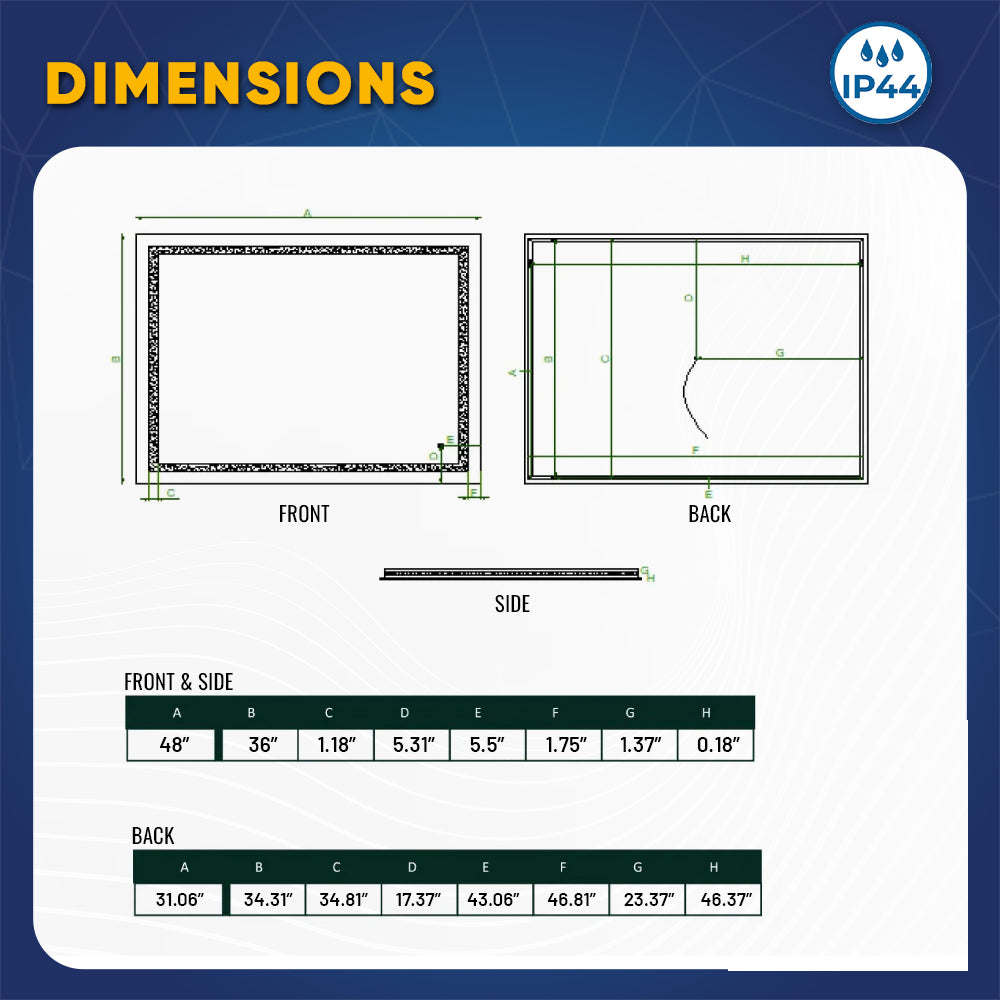 48x36 LED Vanity Mirror