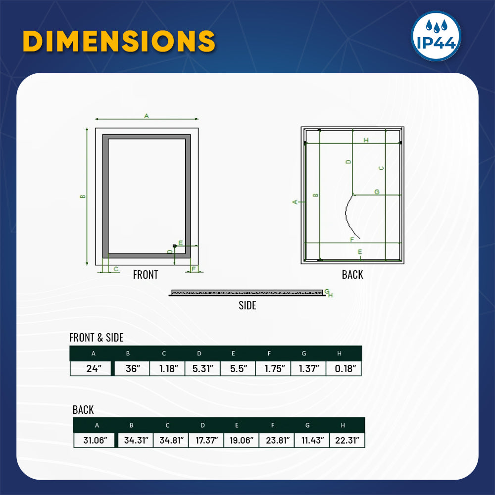 24x36 LED Mirror