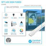 T8 LED Sign Tubes with R17 Base, Ballast-Bypass & Rotatable, Advertisement Lighting