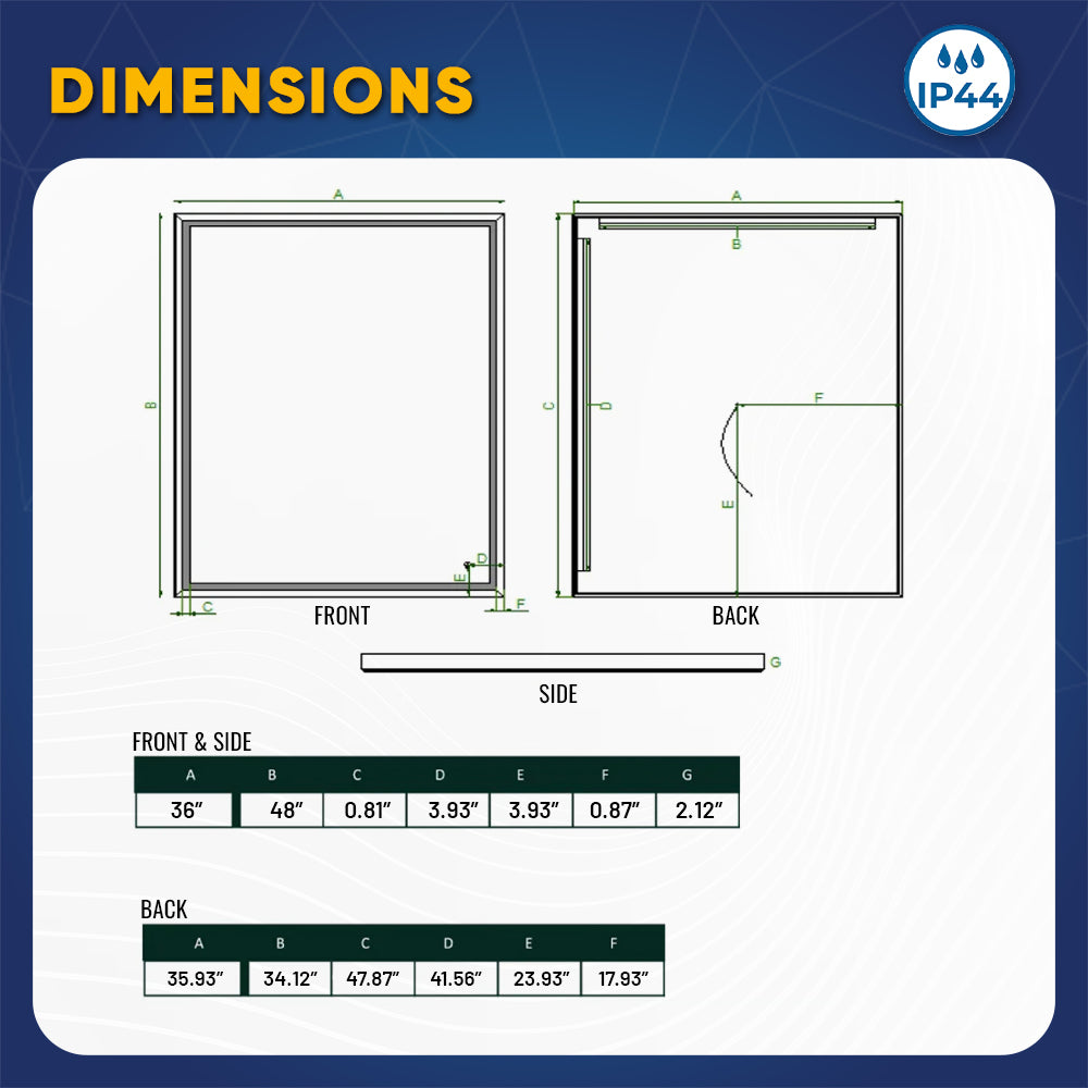 Bathroom Led Vanity Mirror with Frame, Dimmable Touch Switch Control, Anti-Fog Wall Mounted Makeup Mirror