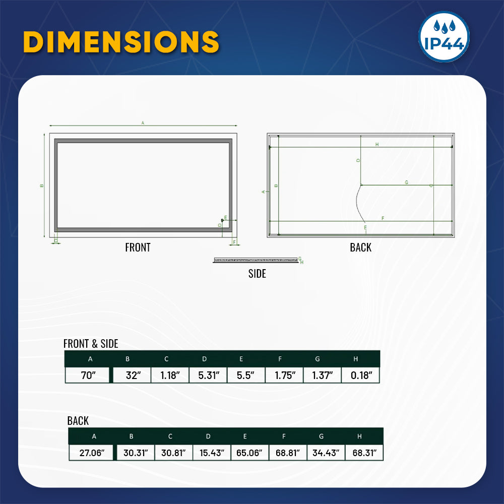 70x32 Lighted Mirror