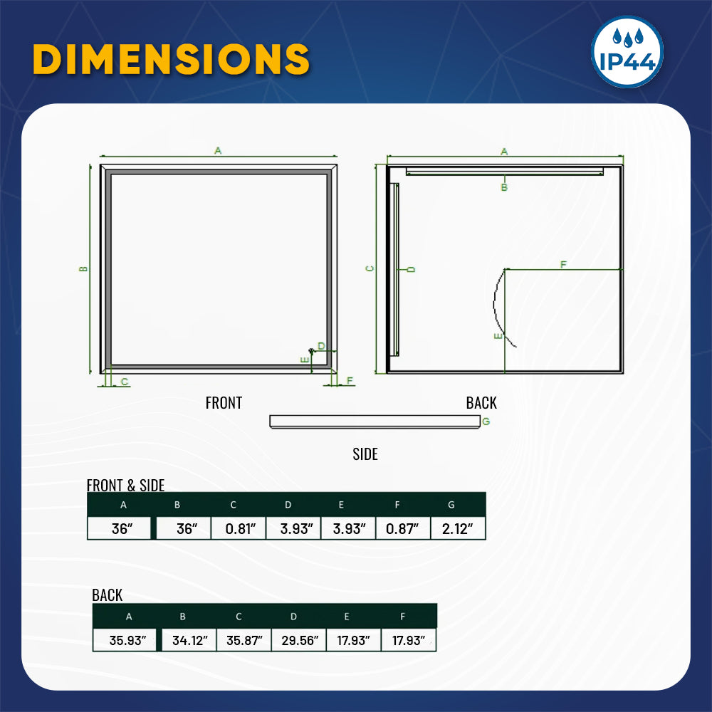 Bathroom Led Vanity Mirror with Frame, Dimmable Touch Switch Control, Anti-Fog Wall Mounted Makeup Mirror