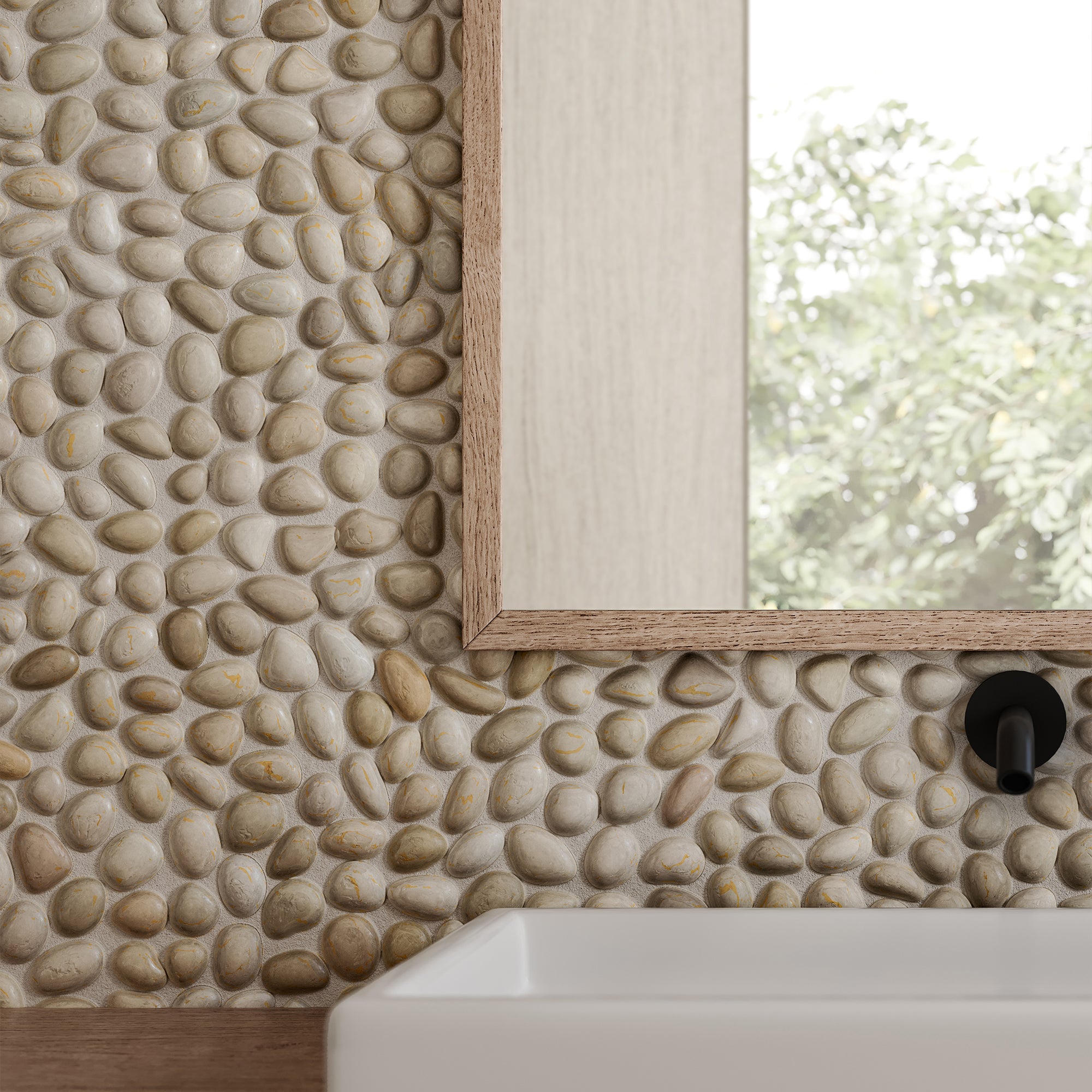 Zen Fiji Cream Natural Pebble Mosaic