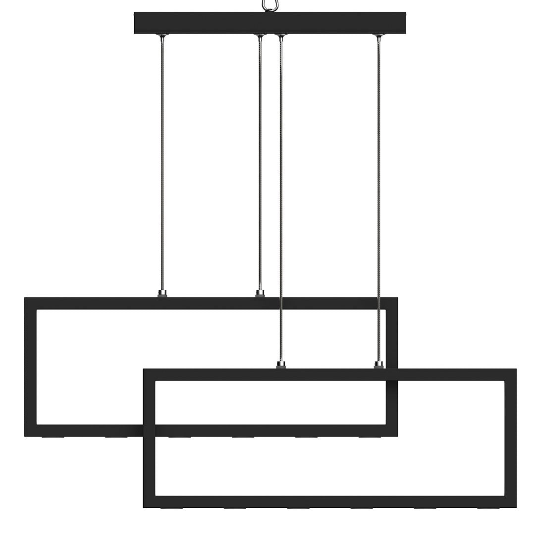 2-rectangle-38w-3000k-black-pendant-traditional-kitchen-island-chandelier-light