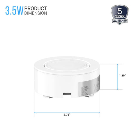 3Pc Hardwired Under Cabinet Puck Lighting Kit - 3x3.5 Watts - 420 Lumens - White Trim - BUILDMYPLACE