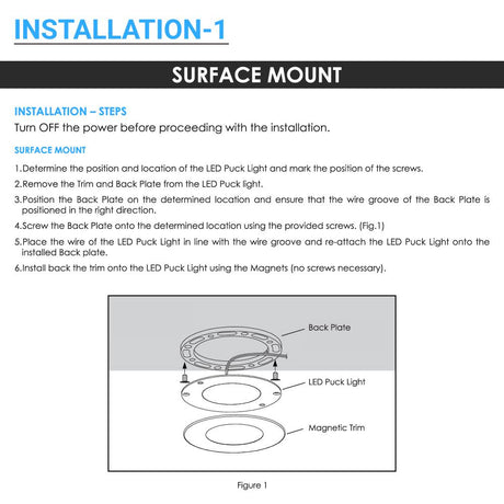 3Pc Magnetic Under Cabinet Puck Lighting Kit W/ 12V Adaptor - Touch Dimmer - 3x2.2 Watts - BUILDMYPLACE