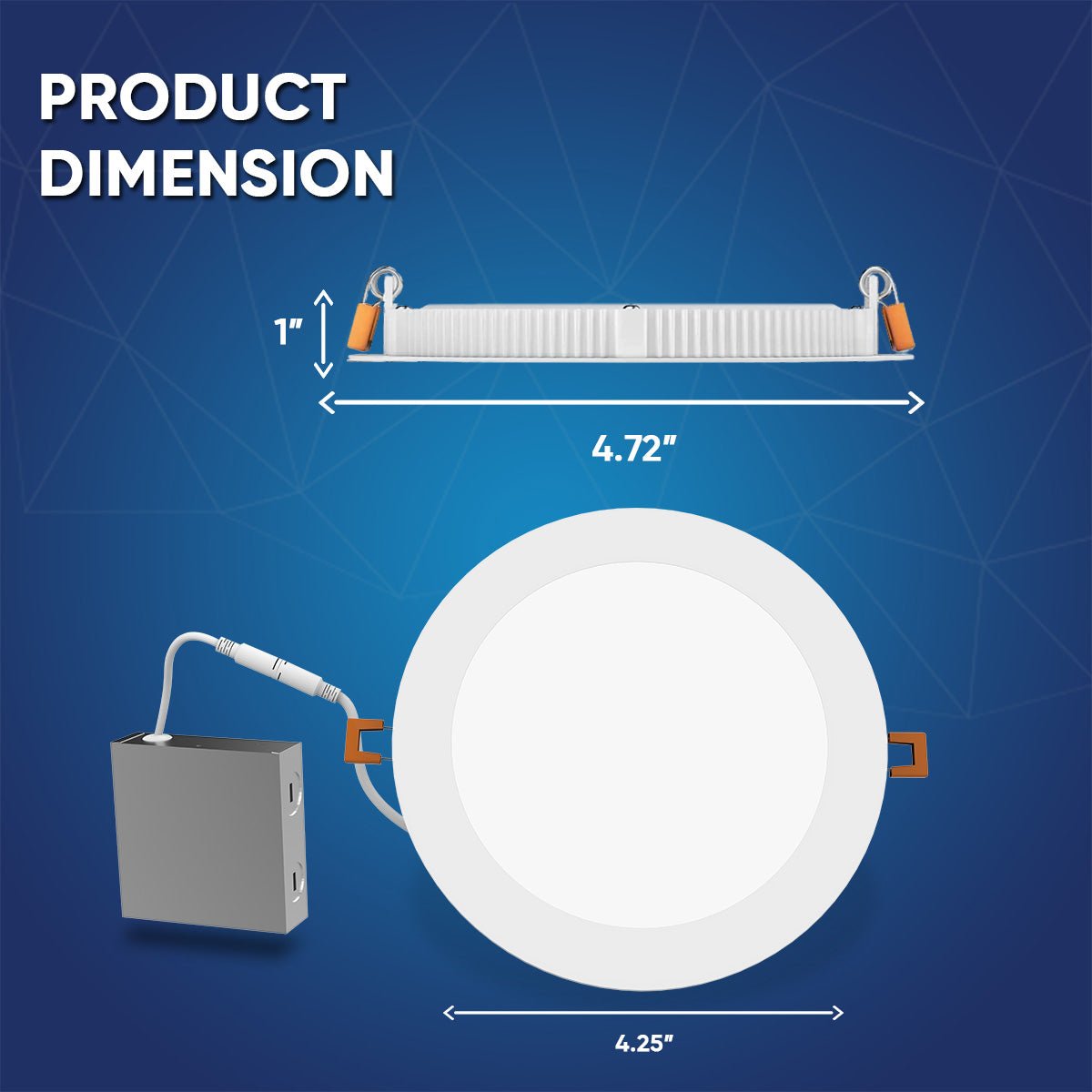 4" 9W LED Slim Panel Recessed Ceiling Light CCT Changeable 2700k 3000K 3500K 4000K 5000K, with Junction Box, Round - BUILDMYPLACE