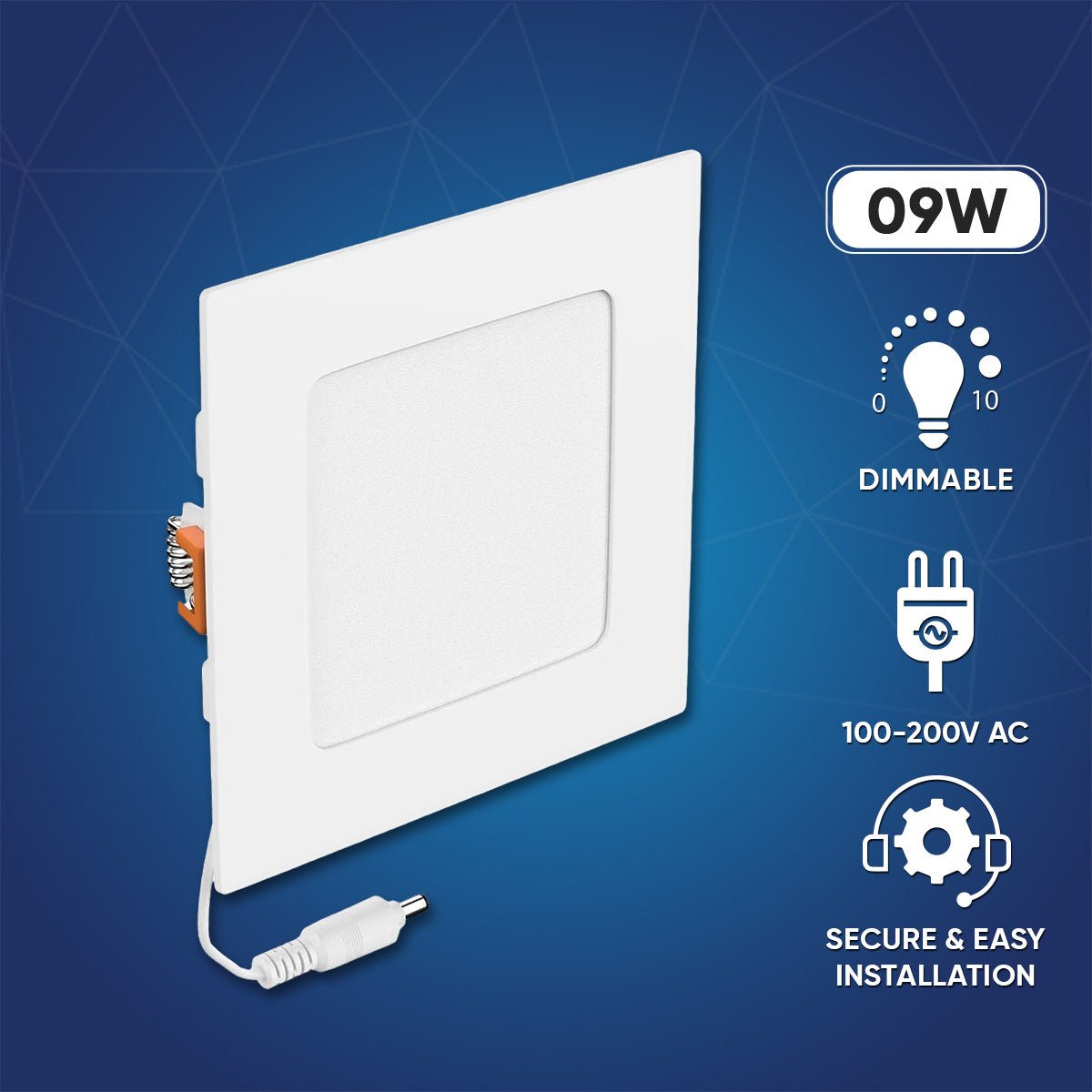 4" 9W LED Slim Panel Recessed Ceiling Light CCT Changeable 2700K 3000K 3500K 4000K 5000K, with Junction Box, Square - BUILDMYPLACE