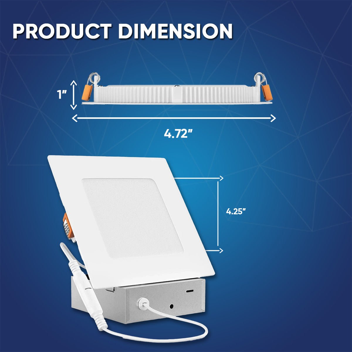 4" 9W LED Slim Panel Recessed Ceiling Light CCT Changeable 2700K 3000K 3500K 4000K 5000K, with Junction Box, Square - BUILDMYPLACE