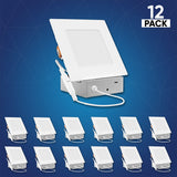 4" 9W LED Slim Panel Recessed Ceiling Light CCT Changeable 2700K 3000K 3500K 4000K 5000K, with Junction Box, Square - BUILDMYPLACE